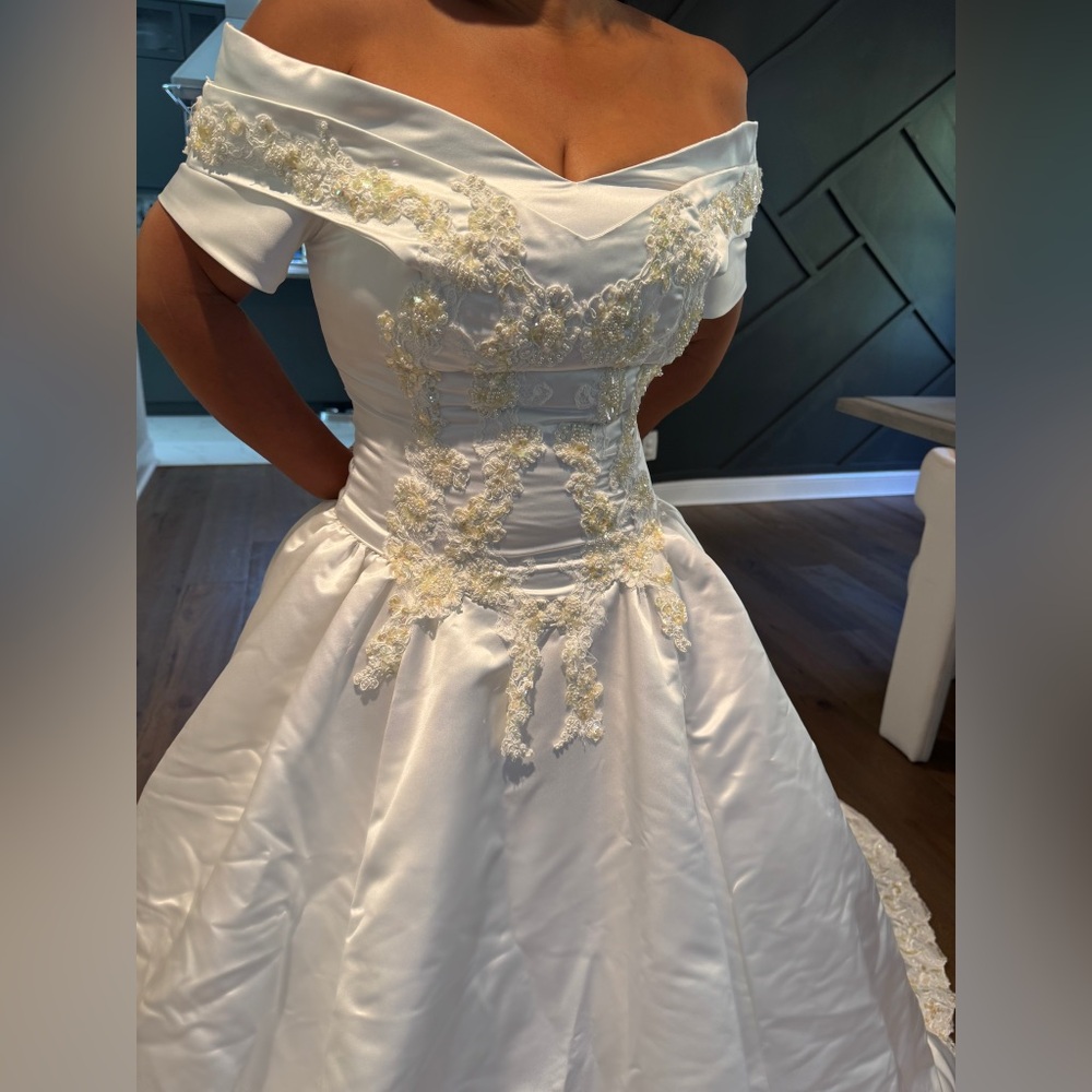 Like New Demetrios Wedding Dress Off The Shoulder